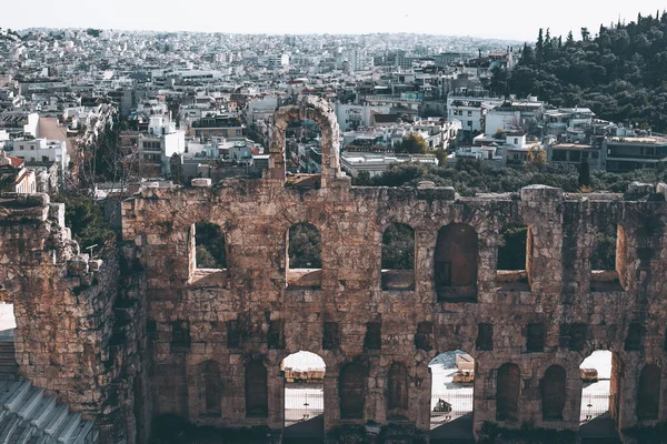 Antica Costruzione Pietra Sull Acropoli Atene Grecia — Foto Stock