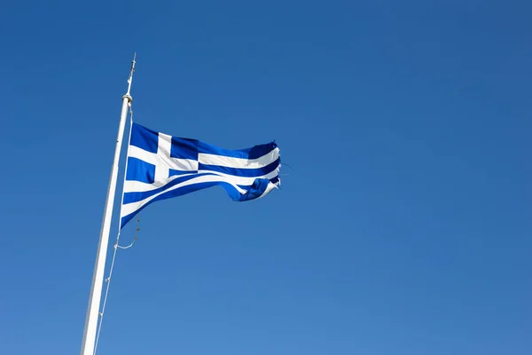 Greece Flag Flies Sky — Stock Photo, Image