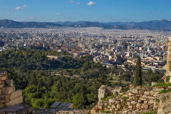 从希腊雅典卫城顶上看雅典 — 图库照片