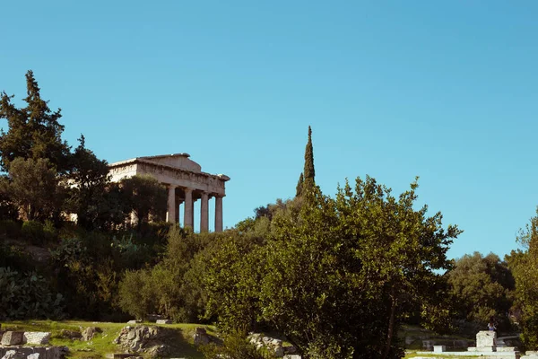 Schöne Alte Kolonnade Der Antiken Agora Von Athen Griechenland — Stockfoto