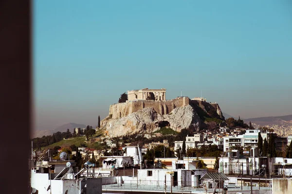 Όμορφη Θέα Της Ακρόπολης Της Ελλάδας Στην Αθήνα Απόγευμα — Φωτογραφία Αρχείου