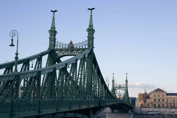 ブダペストの19世紀の金属グリーン自由ヨーロッパ橋 — ストック写真