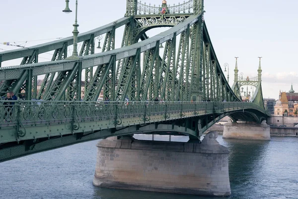 Nineteenth Century Old Metalic Green Freedom Ponte Europeo Budapest — Foto Stock