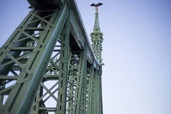 Stary Metaliczny Most Zielonej Wolności Europy Xix Wieku Budapeszcie — Zdjęcie stockowe