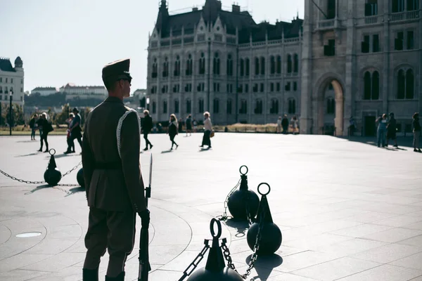 Guard Parade Ground Parliament Building Budapest — Stock Photo, Image