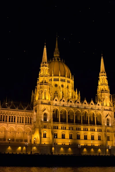 Bâtiments Parlement Budapest Nuit Avec Rétroéclairage — Photo