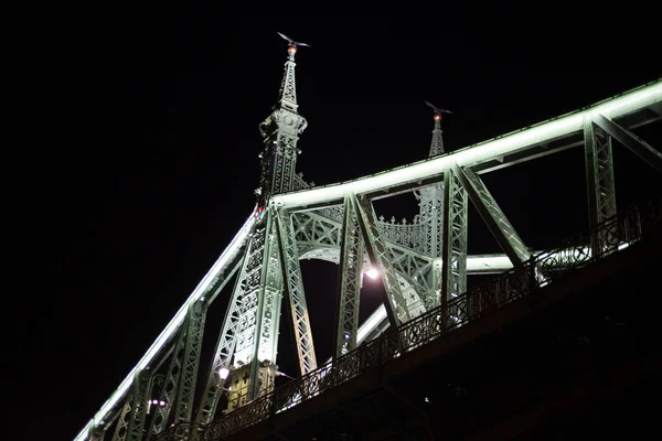 Stary Metaliczny Most Zielonej Wolności Europy Xix Wieku Budapeszcie — Zdjęcie stockowe
