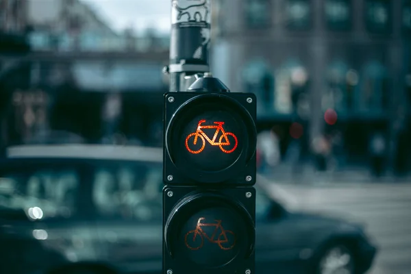 Ampel Für Radfahrer Der Stadt — Stockfoto