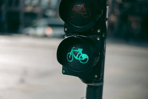 Ampel Für Radfahrer Der Stadt — Stockfoto