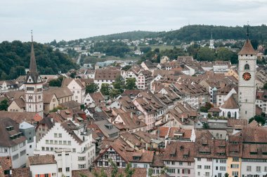 Eski Avrupa kenti Schaffhausen 'in panoramik görüntüsü