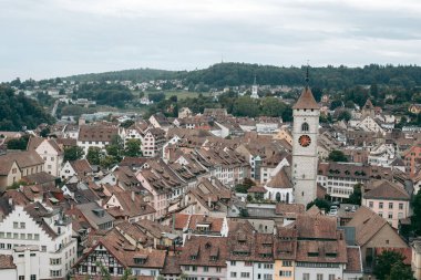 Eski Avrupa kenti Schaffhausen 'in panoramik görüntüsü