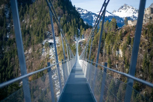 Suspension bridge between the mountains in the Alps in Germany