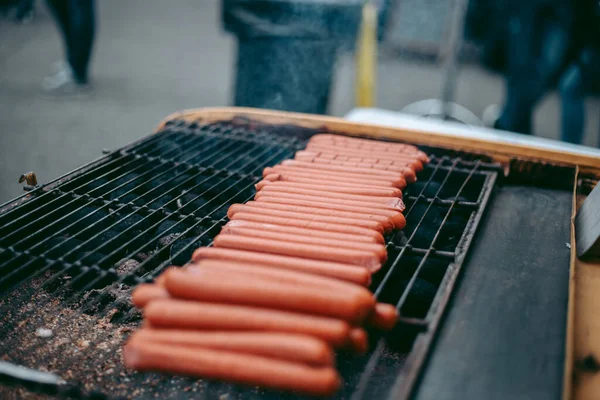 Délicieux Hot Dogs Frais Sur Gril — Photo