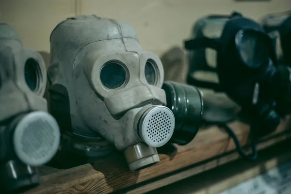 Old Soviet Gas Masks Radiation Were Used Liquidation Chernobyl Accident — Stock Photo, Image