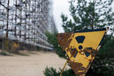 Pripyat radiation warning sign in Chernobyl clipart