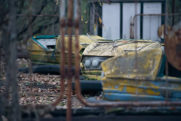 Parque Atracciones Con Coches Eléctricos Pripyat Chernobyl — Foto de Stock