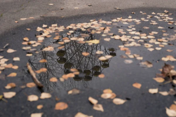 Reflection Puddle Ferris Wheel City Ghost Pripyat Chernobyl — Stock Photo, Image