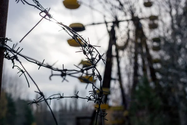 Alambre Espino Rueda Fortuna Ciudad Fantasma Pripyat Chernobyl — Foto de Stock