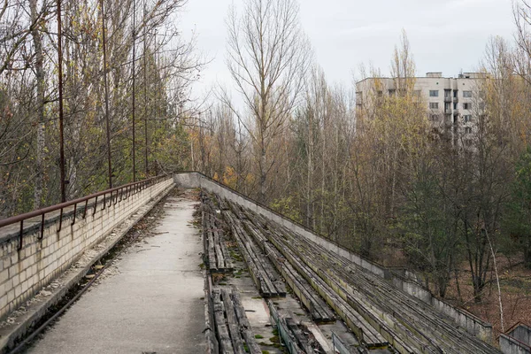 Verlassene Tribüne Pripjat Tschernobyl — Stockfoto