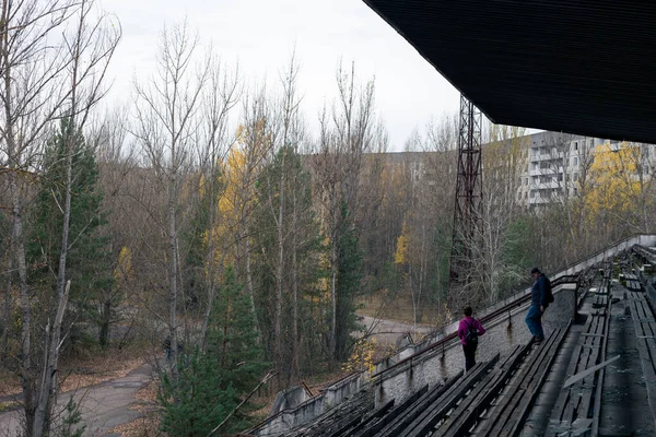 Εγκαταλελειμμένος Τριβούνος Στο Pripyat Του Τσερνομπίλ — Φωτογραφία Αρχείου