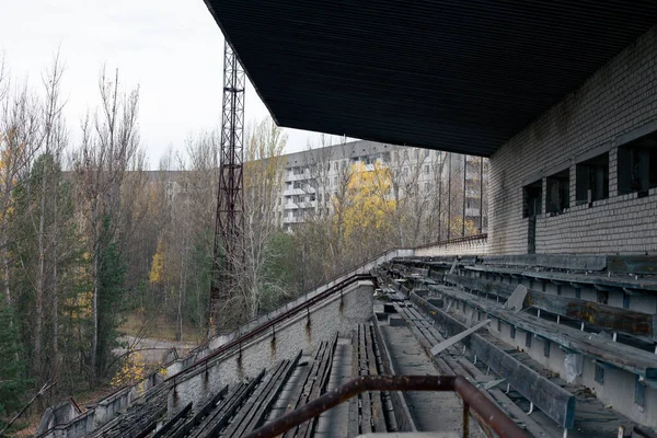 Εγκαταλελειμμένος Τριβούνος Στο Pripyat Του Τσερνομπίλ — Φωτογραφία Αρχείου