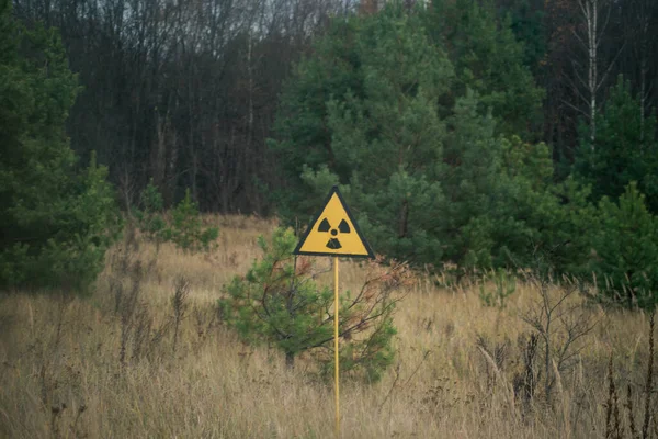 Sinal Aviso Radiação Pripyat Chernobyl — Fotografia de Stock