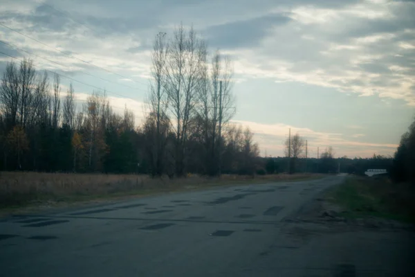 Carretera Zona Pripyat Chernobyl —  Fotos de Stock