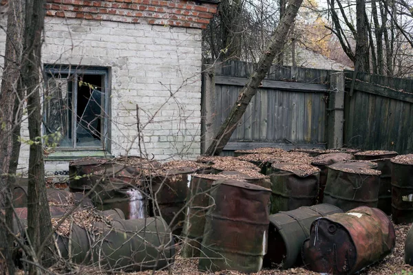 Viejos Barriles Oxidados Pripyat Chernobyl — Foto de Stock