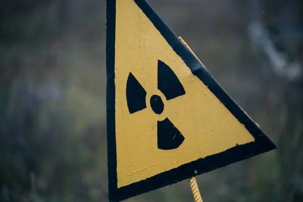 Pripyat radiation warning sign in Chernobyl