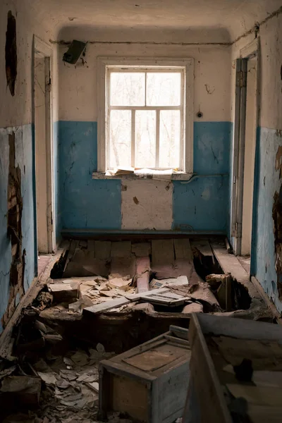 Velha Casa Arruinada Pripyat Chernobyl — Fotografia de Stock