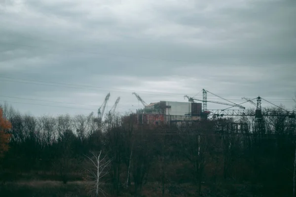 Sarcófago Sobre Cuarta Unidad Energía Una Central Nuclear Pripyat Chernobyl — Foto de Stock