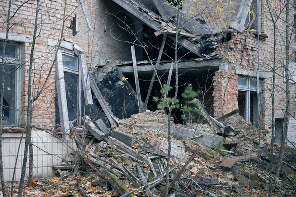 Gamla Ruinerade Hus Pripyat Tjernobyl — Stockfoto