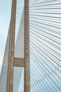 Yol ve arabalarla kablo destekli köprü