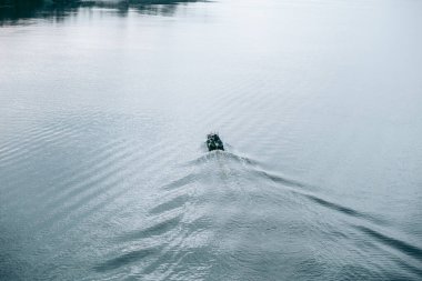 Bir adam ve bir kız kano nehirde kürek çekiyor.