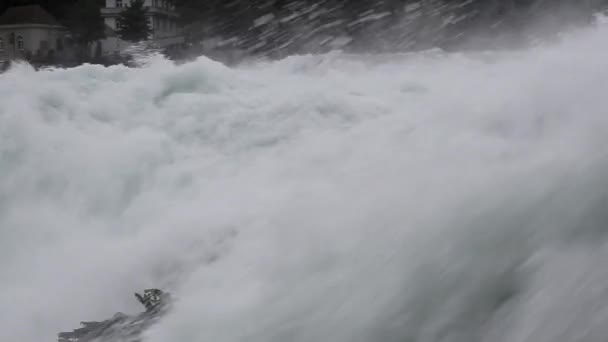 Riesige Wassermassen Einem Wasserfall Schaffhausen Rhein — Stockvideo