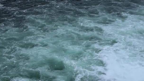 ライン川のシャフハウゼンの滝の巨大な水の流れ — ストック動画
