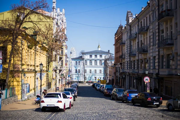 Prázdná Centrální Ulice Andrejevského Sestup — Stock fotografie