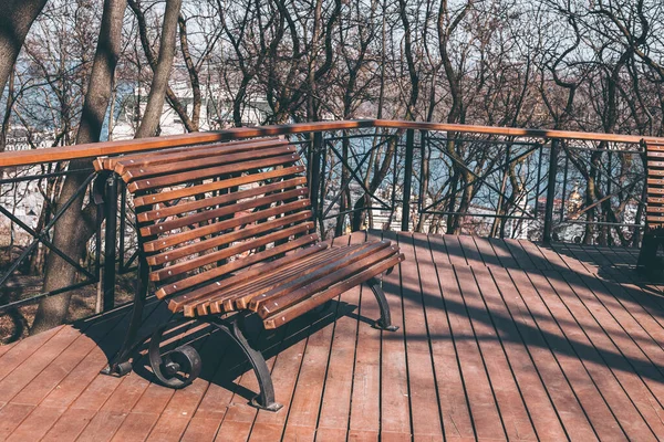 Outdoor furniture wooden bench in Kiev in Ukrain