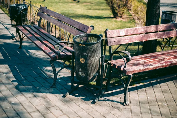 Tuinmeubelen Houten Bank Kiev Oekraïne — Stockfoto