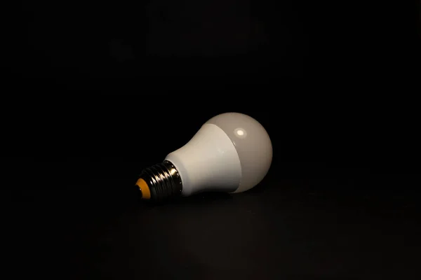 White Light Bulb E27 Black Background — Stock Photo, Image