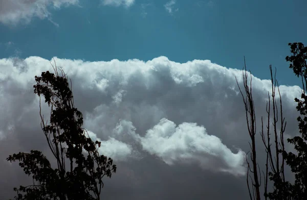 Pluizige Wolken Bedekken Zomer Blauwe Lucht — Stockfoto