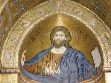 Monreale, Palermo, Sicilya, İtalya. 10 Mayıs 2017. Monreale Katedrali 'nde Dekorasyon ve Sanat Detayları