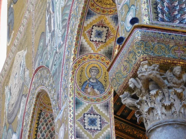 Monreale Palermo Sycylia Włochy Maja 2017 Szczegóły Dekoracji Sztuki Katedrze — Zdjęcie stockowe