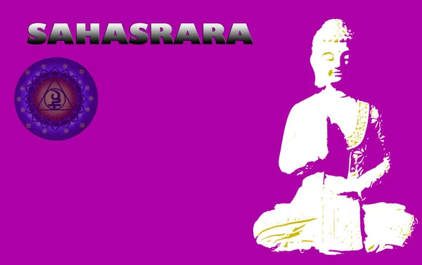 Buda 'lı sahasrara çakrası sembolü. Bin yapraklı çakra.