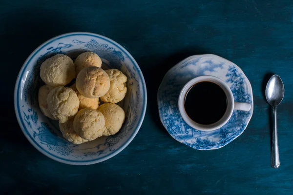 Cup Coffee Chipa Traditional Paraguayan Snack Paraguay — Stock Photo, Image