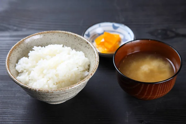 Rice and miso soup — Stock Photo, Image