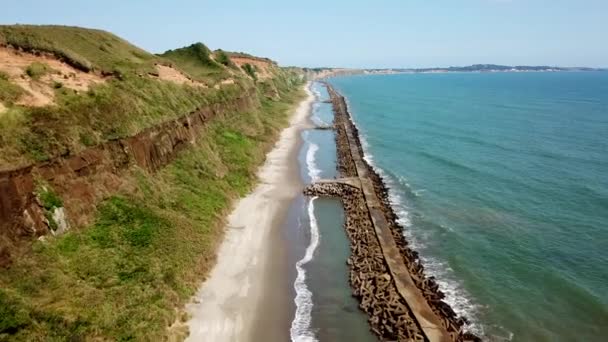 Aerial Tracking Shot Marine Cliffs Byobugaura Chosi City Chiba Japan — Stock Video