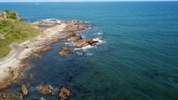 Aerial Shot Rocky Cape Coast Inubo — Stock Video