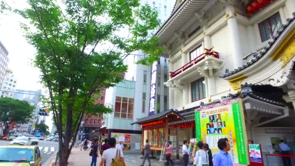 日本东京 2017年9月13日 日本东京歌舞伎座的旋转镜头 歌舞伎座是东京传统歌舞伎戏剧形式的主要剧场 — 图库视频影像