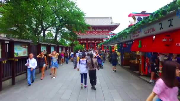 Tokio Japón Septiembre 2017 Tracking Shot Nakamise Street Sensoji Houzoumon — Vídeos de Stock